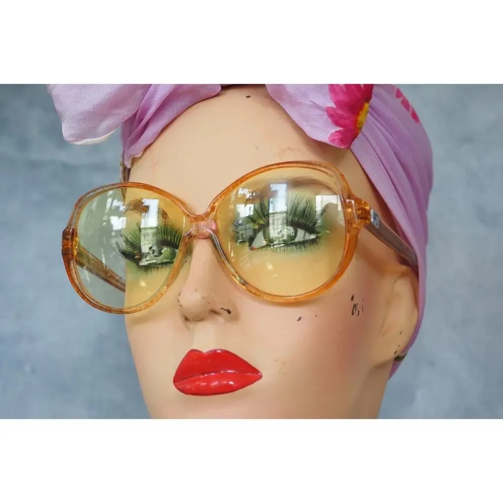 70s Sunglasses France Yellow Lens Vintage Glam retro Grandma chic Albert Capraro